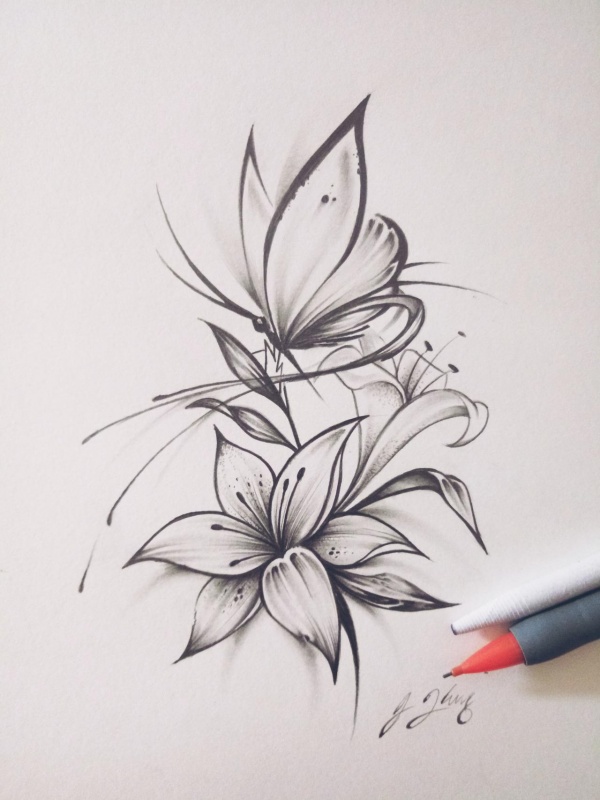 Cute Pencil Sketch Drawings Of Flowers with simple drawing