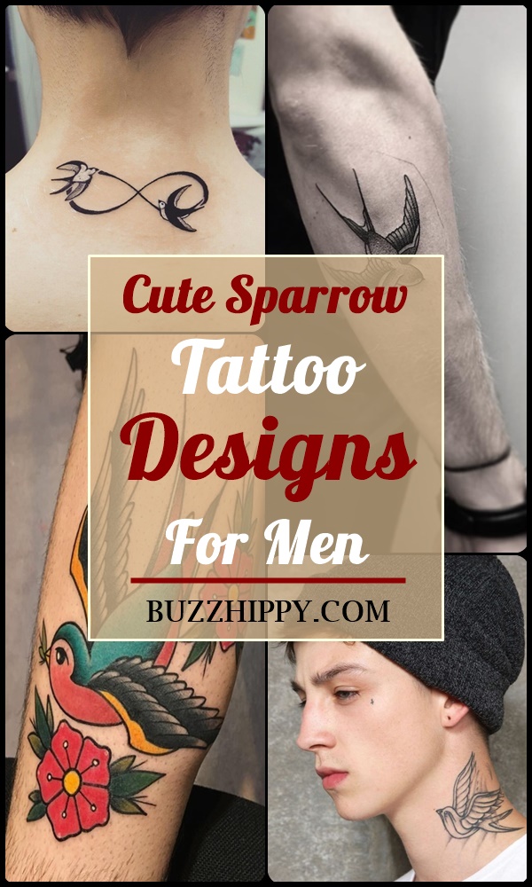 Cute Sparrow Tattoo Designs For Men