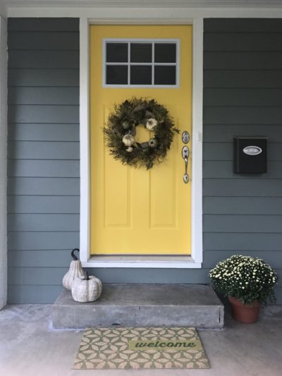 48 Best Grey House Yellow Door Ideas – Buzz Hippy